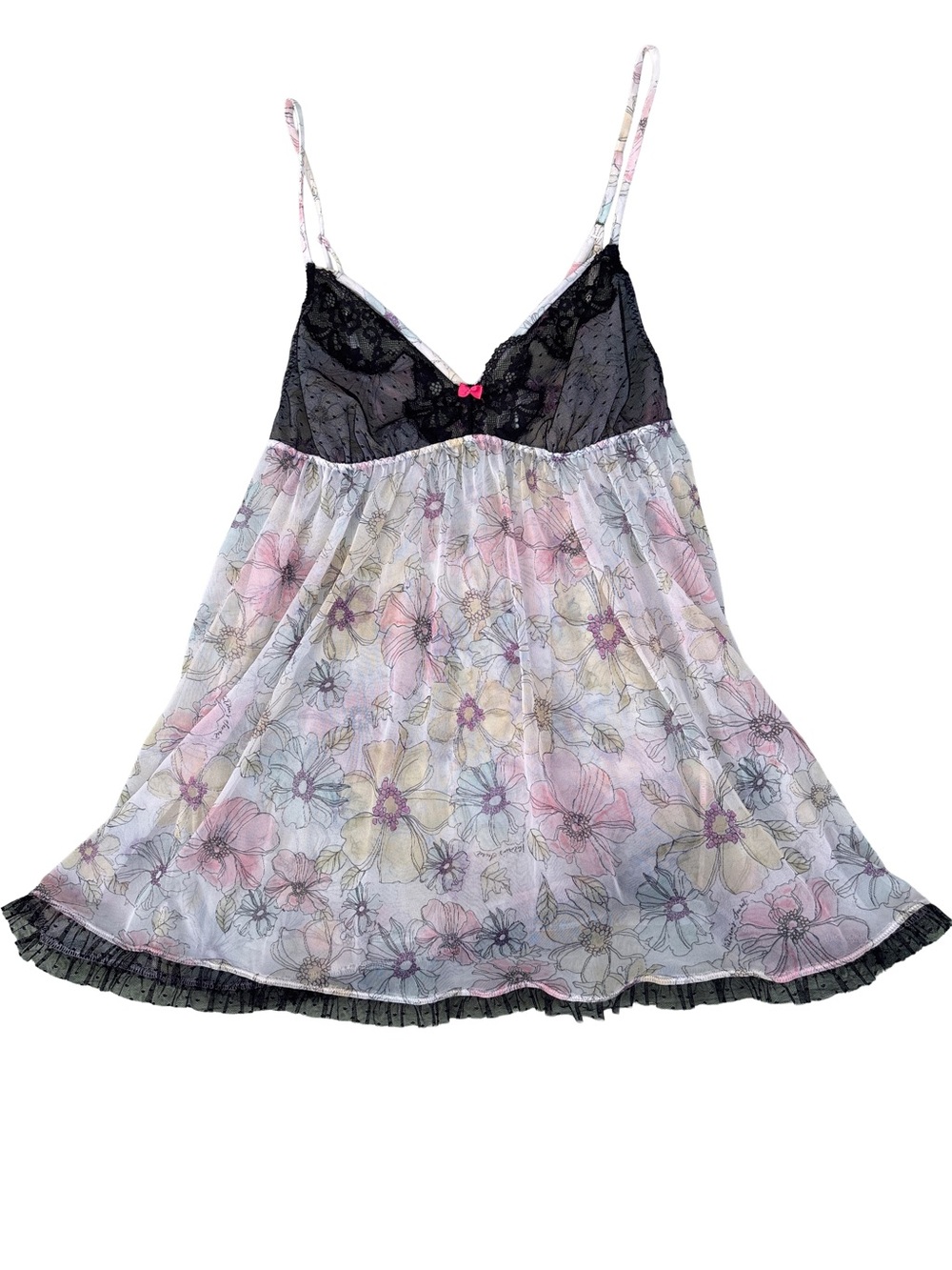 Sheer Floral Mesh Babydoll Slip Dress